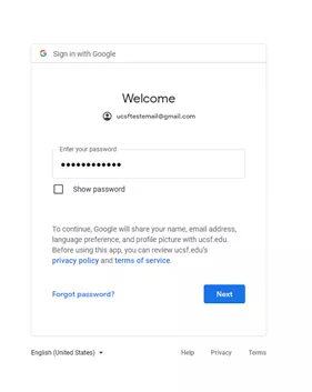 Google Password Page